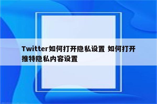 Twitter如何打开隐私设置 如何打开推特隐私内容设置