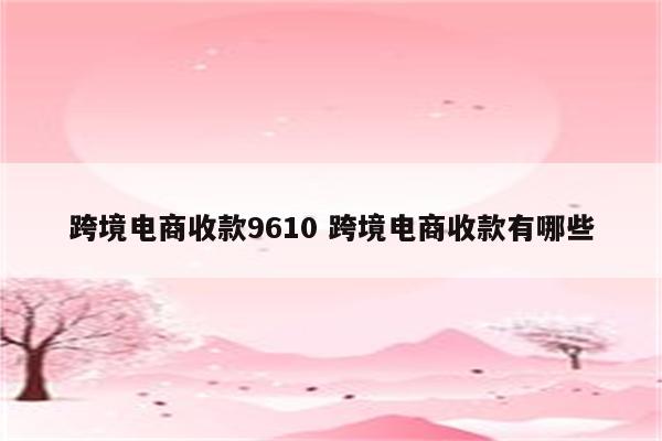 跨境电商收款9610 跨境电商收款有哪些