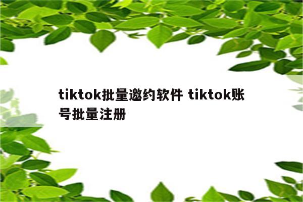 tiktok批量邀约软件 tiktok账号批量注册