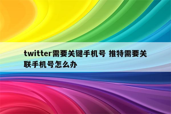 twitter需要关键手机号 推特需要关联手机号怎么办