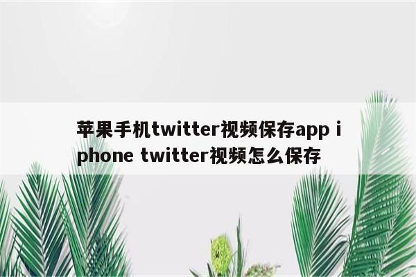 苹果手机twitter视频保存app iphone twitter视频怎么保存