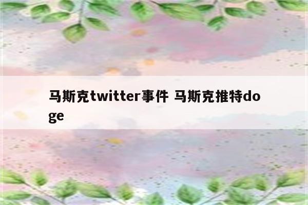 马斯克twitter事件 马斯克推特doge