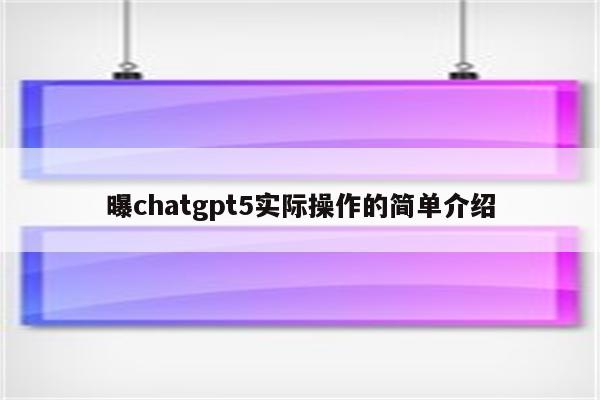 曝chatgpt5实际操作的简单介绍