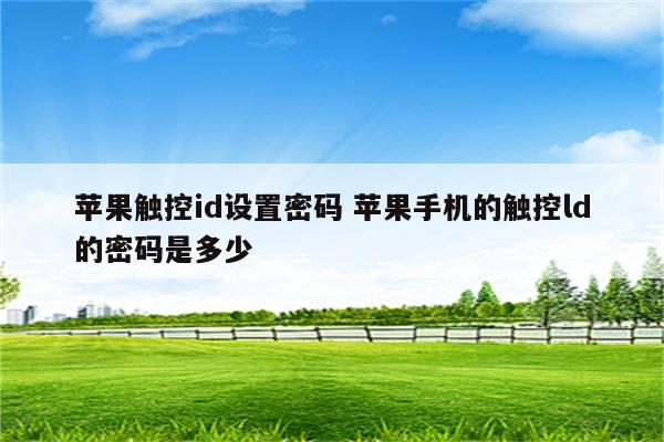 苹果触控id设置密码 苹果手机的触控ld的密码是多少
