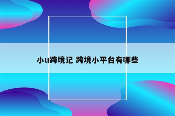 小u跨境记 跨境小平台有哪些