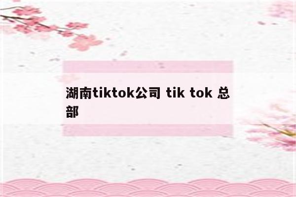 湖南tiktok公司 tik tok 总部