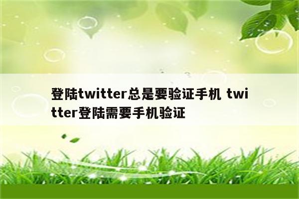 登陆twitter总是要验证手机 twitter登陆需要手机验证