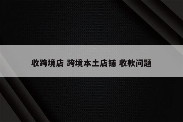 收跨境店 跨境本土店铺 收款问题