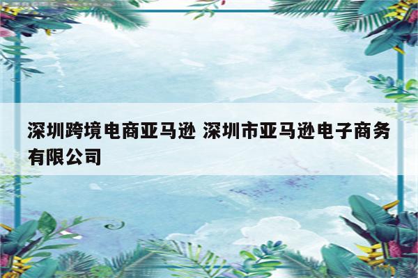 深圳跨境电商亚马逊 深圳市亚马逊电子商务有限公司