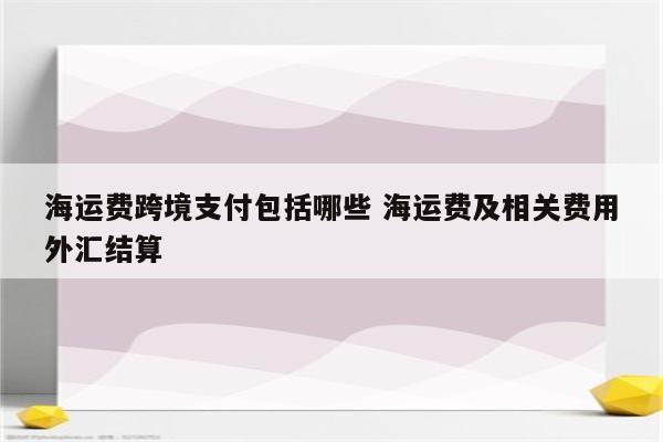 海运费跨境支付包括哪些 海运费及相关费用外汇结算