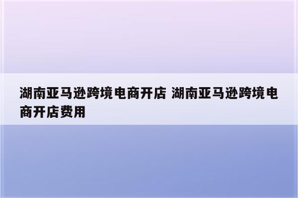 湖南亚马逊跨境电商开店 湖南亚马逊跨境电商开店费用