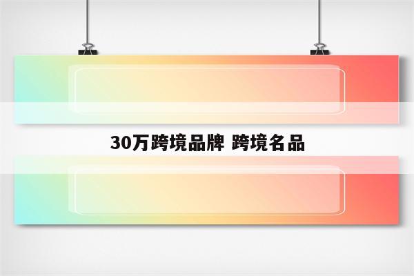 30万跨境品牌 跨境名品