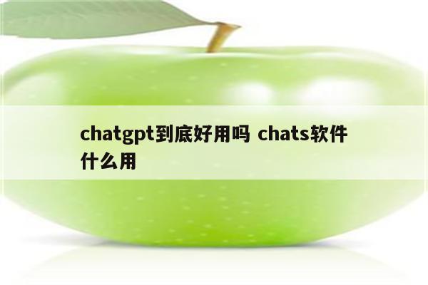 chatgpt到底好用吗 chats软件什么用