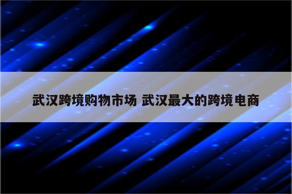 武汉跨境购物市场 武汉最大的跨境电商
