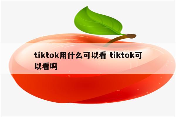 tiktok用什么可以看 tiktok可以看吗