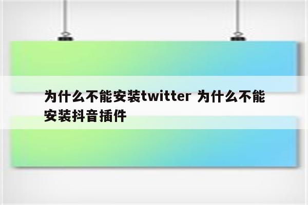 为什么不能安装twitter 为什么不能安装抖音插件