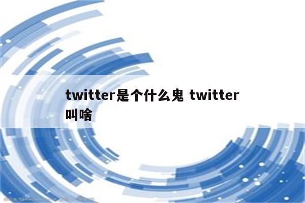 twitter是个什么鬼 twitter叫啥