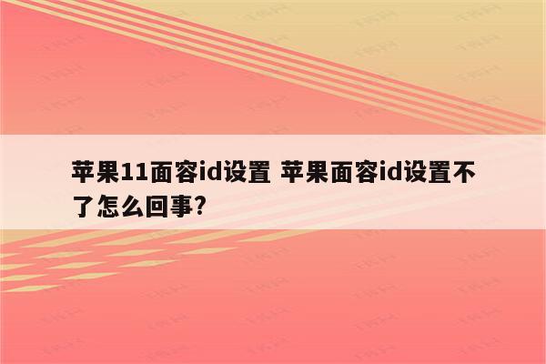 苹果11面容id设置 苹果面容id设置不了怎么回事?