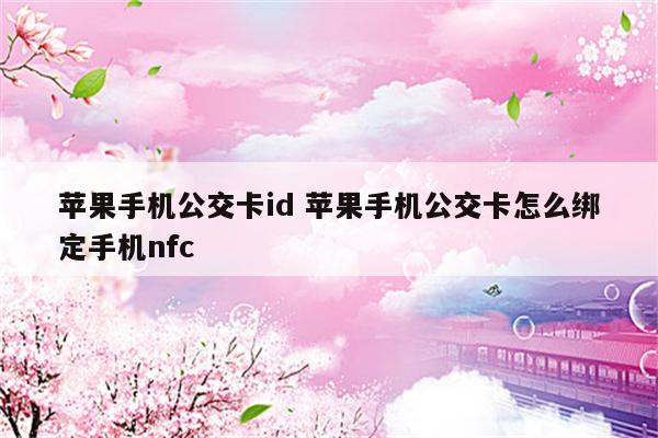 苹果手机公交卡id 苹果手机公交卡怎么绑定手机nfc