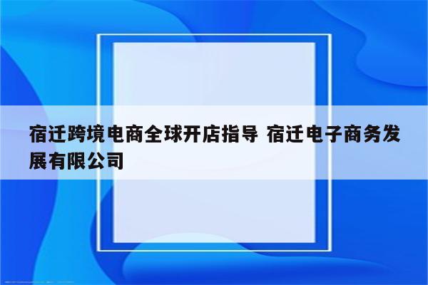 宿迁跨境电商全球开店指导 宿迁电子商务发展有限公司