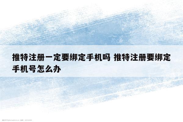 推特注册一定要绑定手机吗 推特注册要绑定手机号怎么办