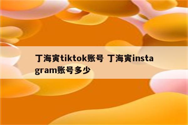 丁海寅tiktok账号 丁海寅instagram账号多少