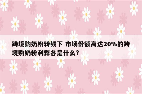 跨境购奶粉转线下 市场份额高达20%的跨境购奶粉利弊各是什么?