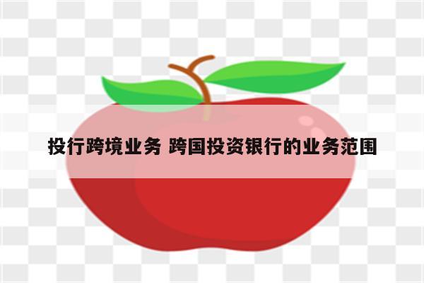 投行跨境业务 跨国投资银行的业务范围