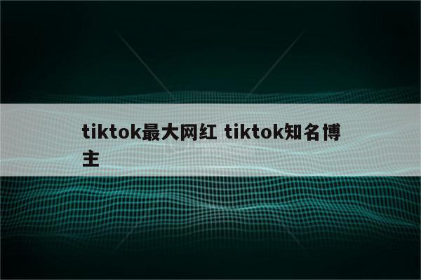 tiktok最大网红 tiktok知名博主