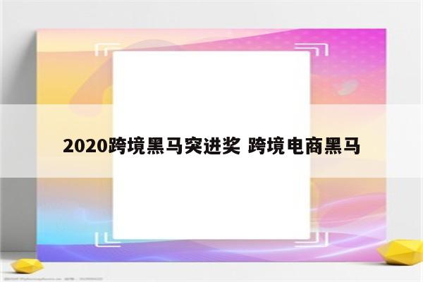 2020跨境黑马突进奖 跨境电商黑马