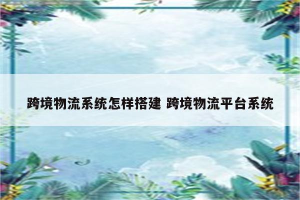 跨境物流系统怎样搭建 跨境物流平台系统