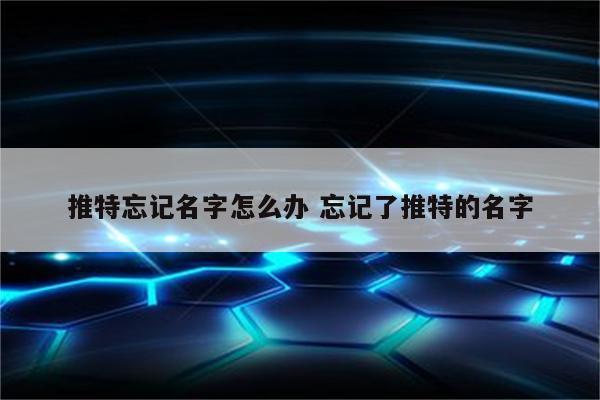 推特忘记名字怎么办 忘记了推特的名字