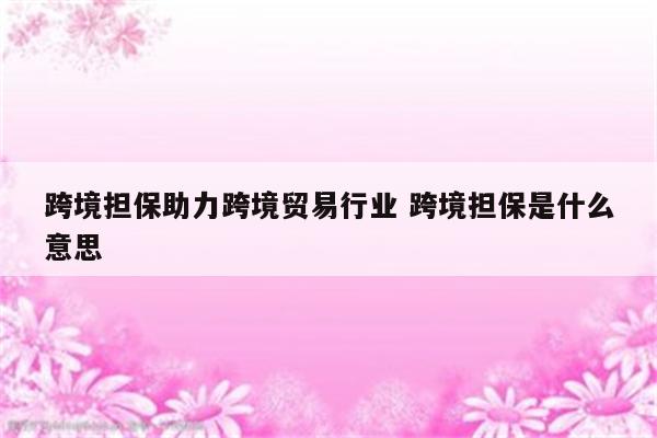 跨境担保助力跨境贸易行业 跨境担保是什么意思