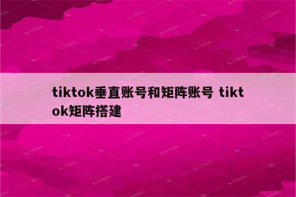 tiktok垂直账号和矩阵账号 tiktok矩阵搭建