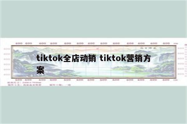 tiktok全店动销 tiktok营销方案