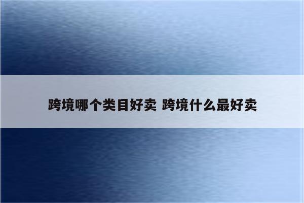 跨境哪个类目好卖 跨境什么最好卖