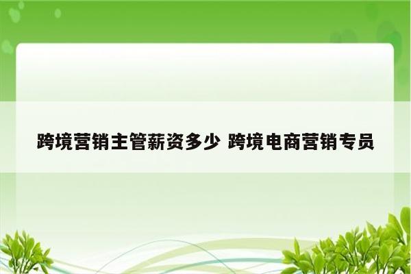 跨境营销主管薪资多少 跨境电商营销专员