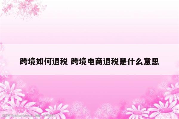 跨境如何退税 跨境电商退税是什么意思