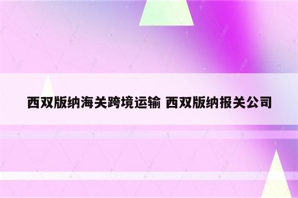 西双版纳海关跨境运输 西双版纳报关公司