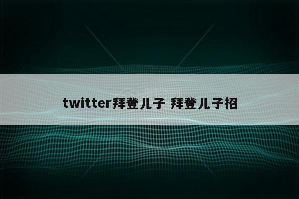 twitter拜登儿子 拜登儿子招