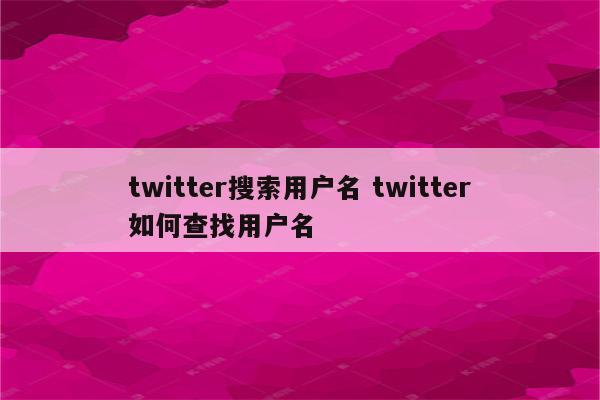 twitter搜索用户名 twitter如何查找用户名