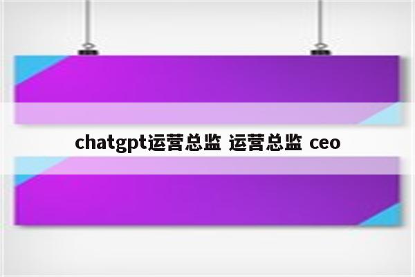 chatgpt运营总监 运营总监 ceo