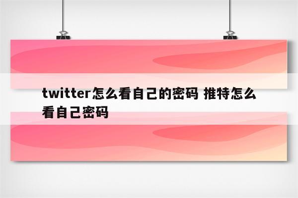 twitter怎么看自己的密码 推特怎么看自己密码