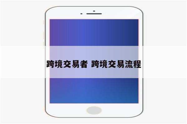 跨境交易者 跨境交易流程