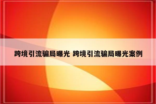 跨境引流骗局曝光 跨境引流骗局曝光案例