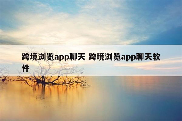 跨境浏览app聊天 跨境浏览app聊天软件