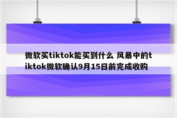 微软买tiktok能买到什么 风暴中的tiktok微软确认9月15日前完成收购