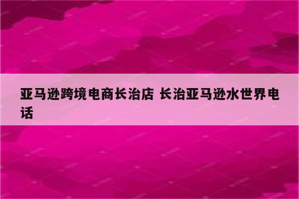 亚马逊跨境电商长治店 长治亚马逊水世界电话