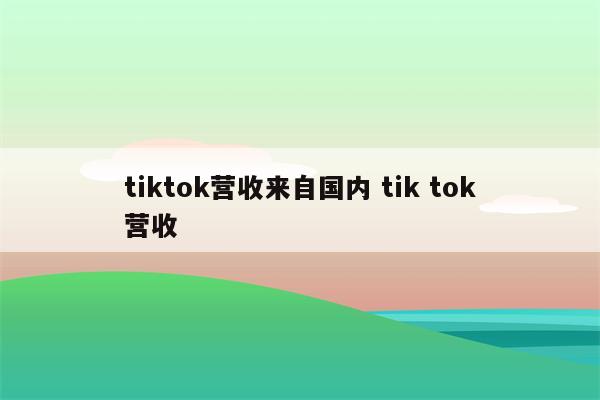 tiktok营收来自国内 tik tok营收