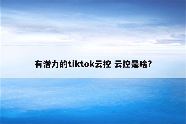 有潜力的tiktok云控 云控是啥?